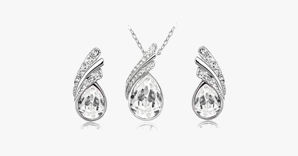 Skanto | Window Tear Drop Austrian Crystal Pendant & Earring Set – A Unique and Stylish Addition to Your Collection