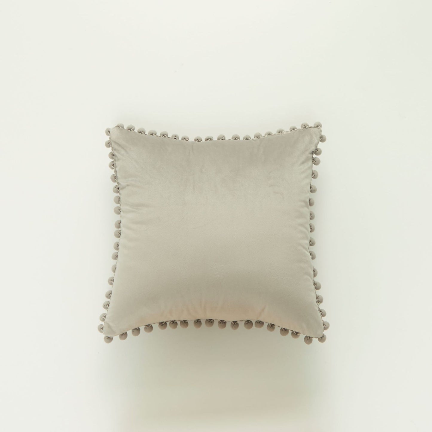 Decorative Velvet Cushion with Pom-Pom Trim