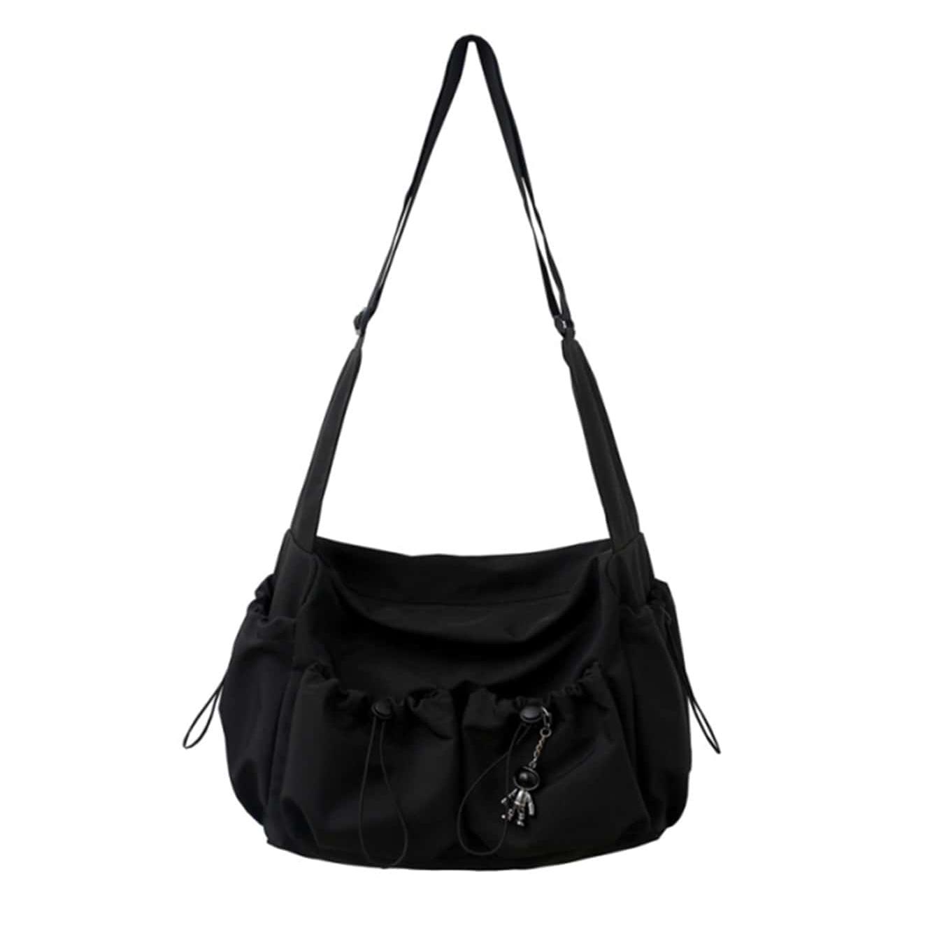 UrbanLiner Nylon Messenger Bag – Black Shoulder Bag with Zipper for Daily Use | Karnz