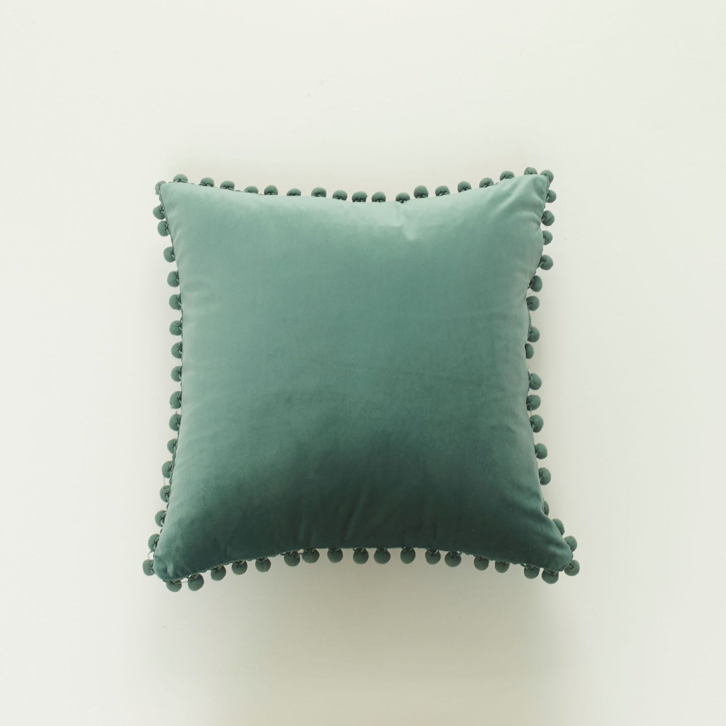 Decorative Velvet Cushion with Pom-Pom Trim