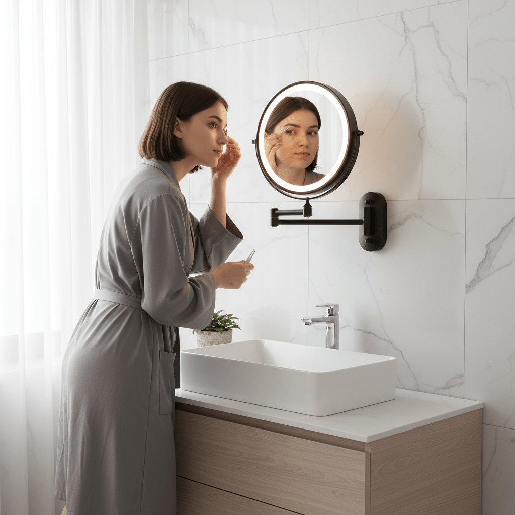 Skanto | LED Magnifying Mirror with Adjustable Light and Rechargeable Battery