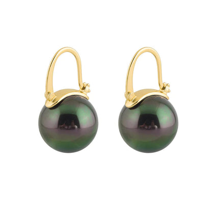 Skanto | Black Pearl Earrings Available in White Champagne Grey Gold and Black Pearl Dangle Earrings