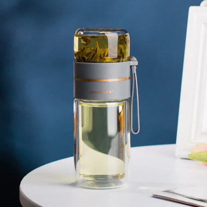 Skanto | Double-Walled Glass Bottle with Tea Filter and Infuser
