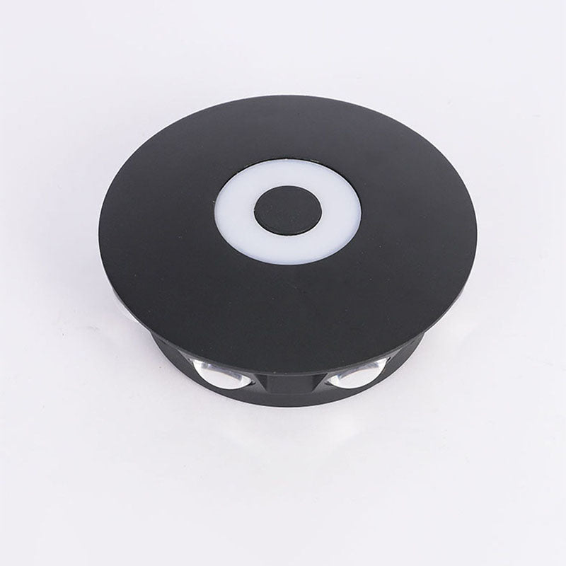 Modern Scandinavian LED wall light with round aluminum shade for the terrace