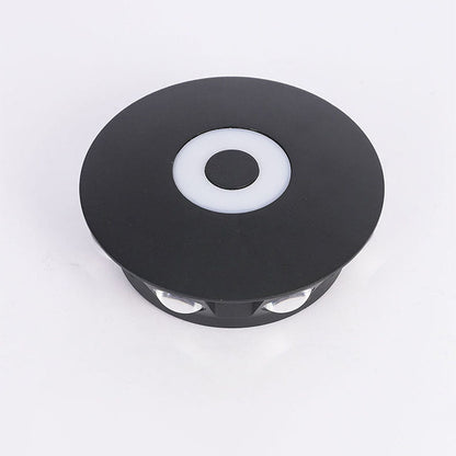 Modern Scandinavian LED wall light with round aluminum shade for the terrace