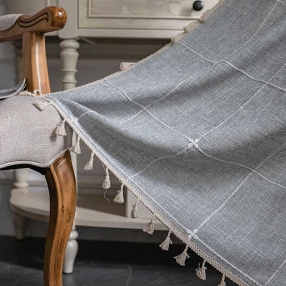 Skanto | Checkered Fringe Semi-Blackout Curtains – Boho Style Drapes