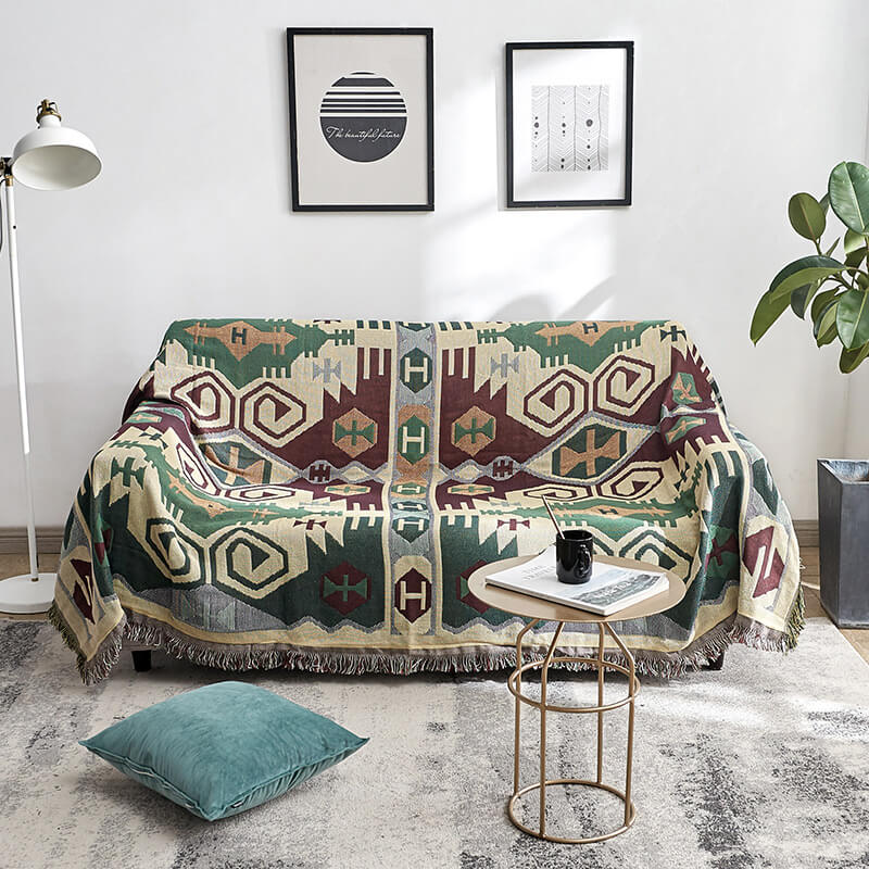 Bohemian knitted throw blankets for sofa decor