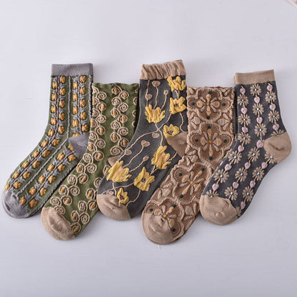 Skanto | Women's Floral Cotton Socks (10 Pairs)