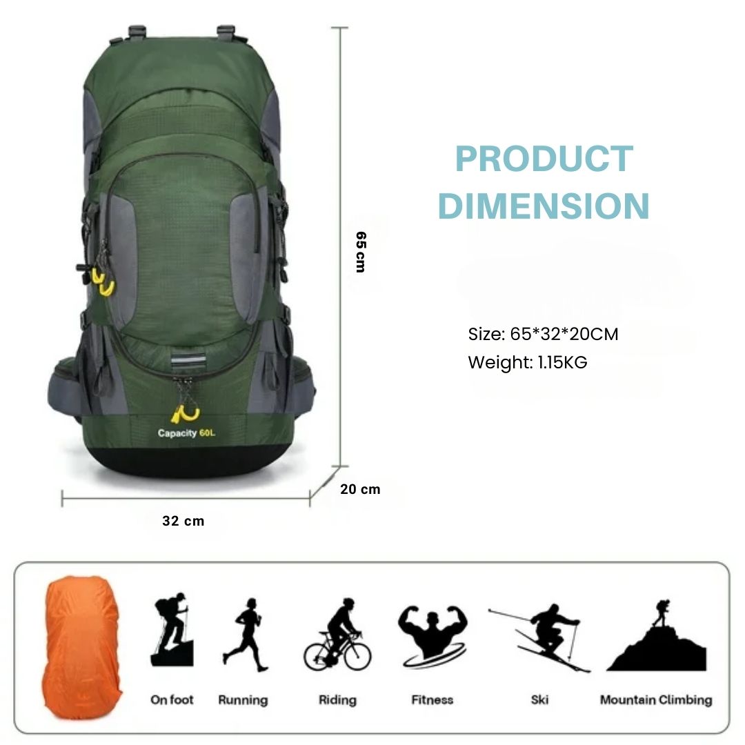 Skanto | 60L Waterproof Backpack – Ultimate Outdoor Backpack for All Adventures