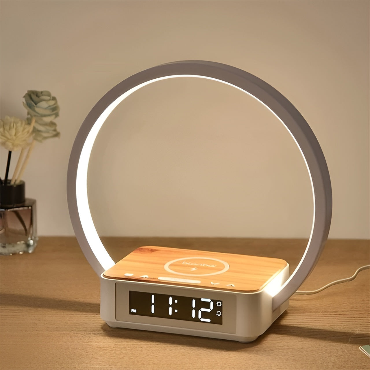 Skanto | GlowMax 3-in-1 LED Desk Lamp – Wireless Charger, Alarm Clock & Touch Control