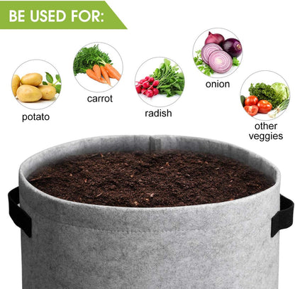 Skanto | 5/7/10/15 Gallon Potato Growing Reinforced Nonwoven Plant Fabric Pot Nursery Bags for Home Garden Use