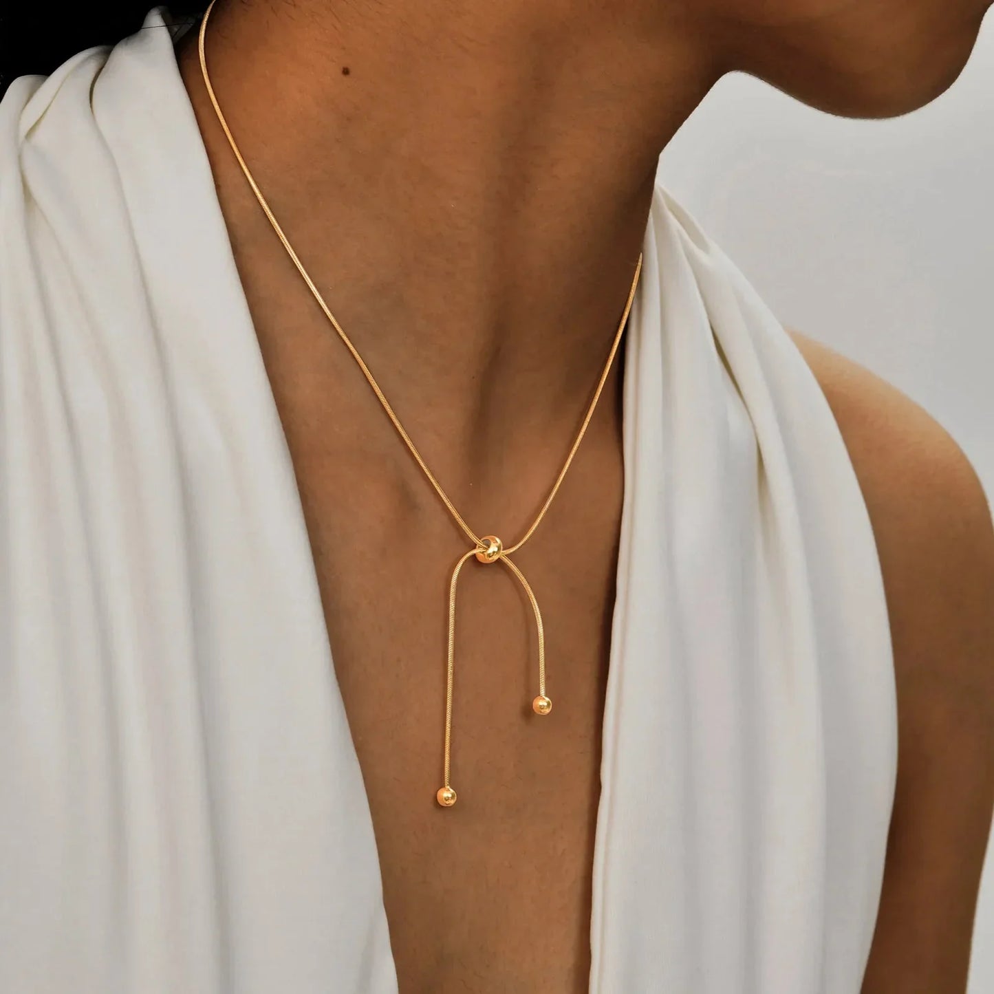 BowLift | 18k Adjustable Tassel Snake Chain Necklace