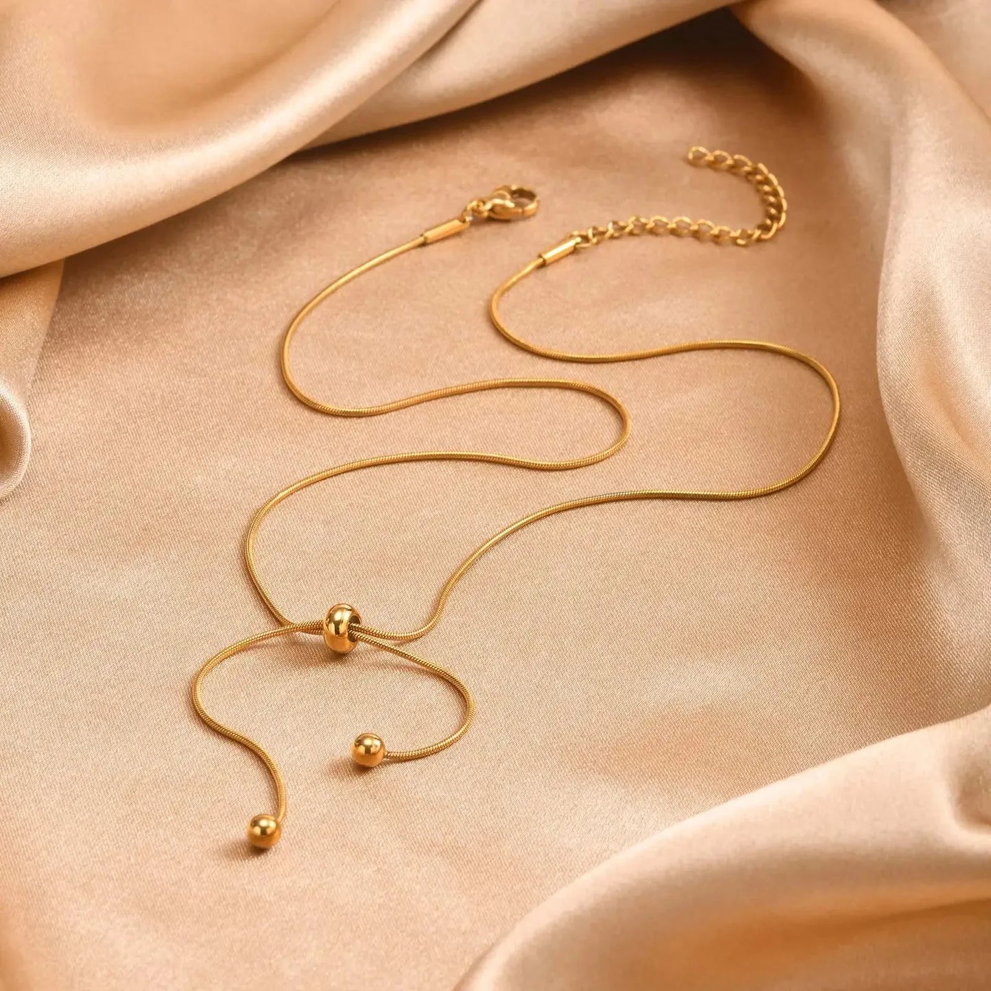 BowLift | 18k Adjustable Tassel Snake Chain Necklace