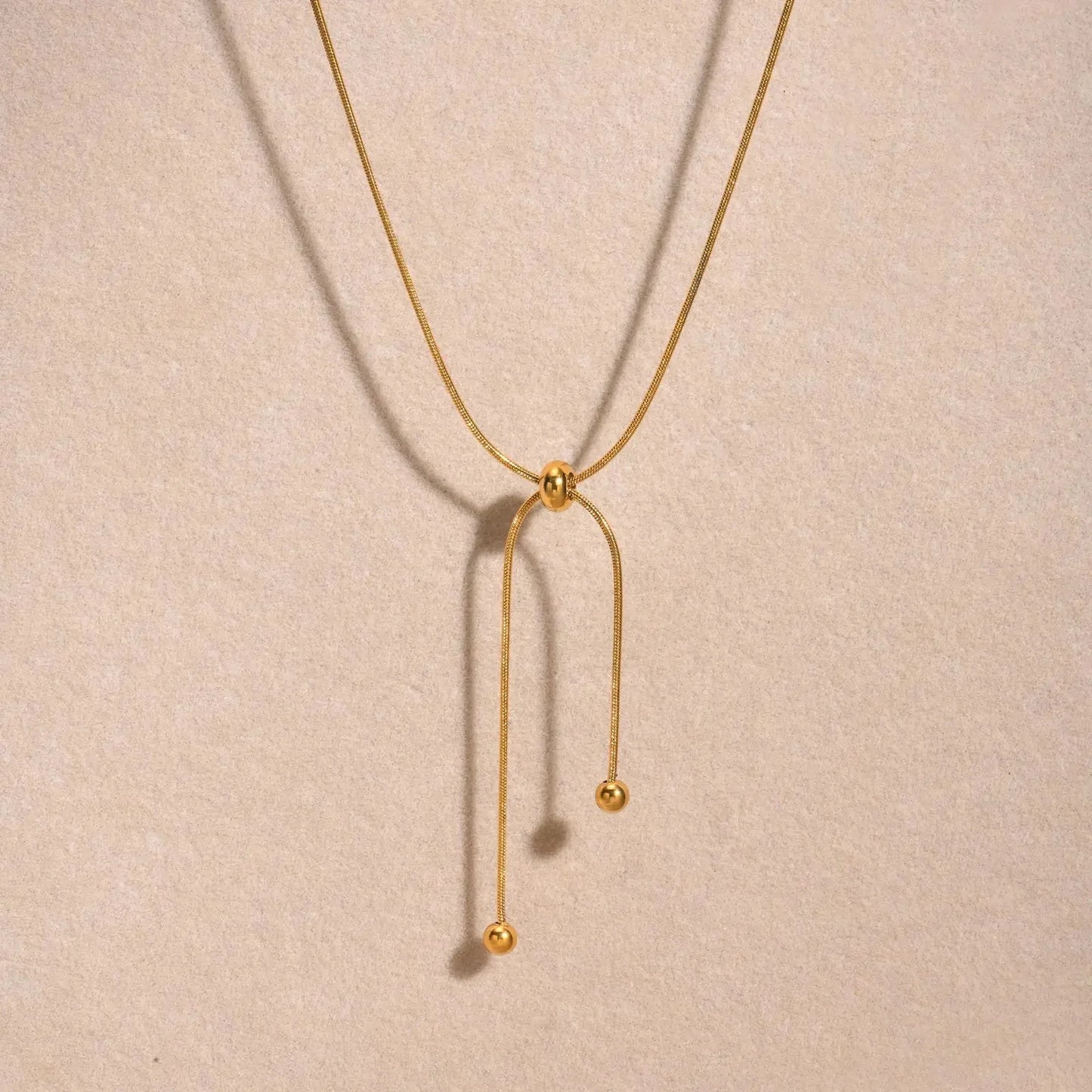 BowLift | 18k Adjustable Tassel Snake Chain Necklace