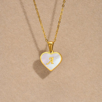 BowLift | 18k Pearl Heart Initial Letter Necklace