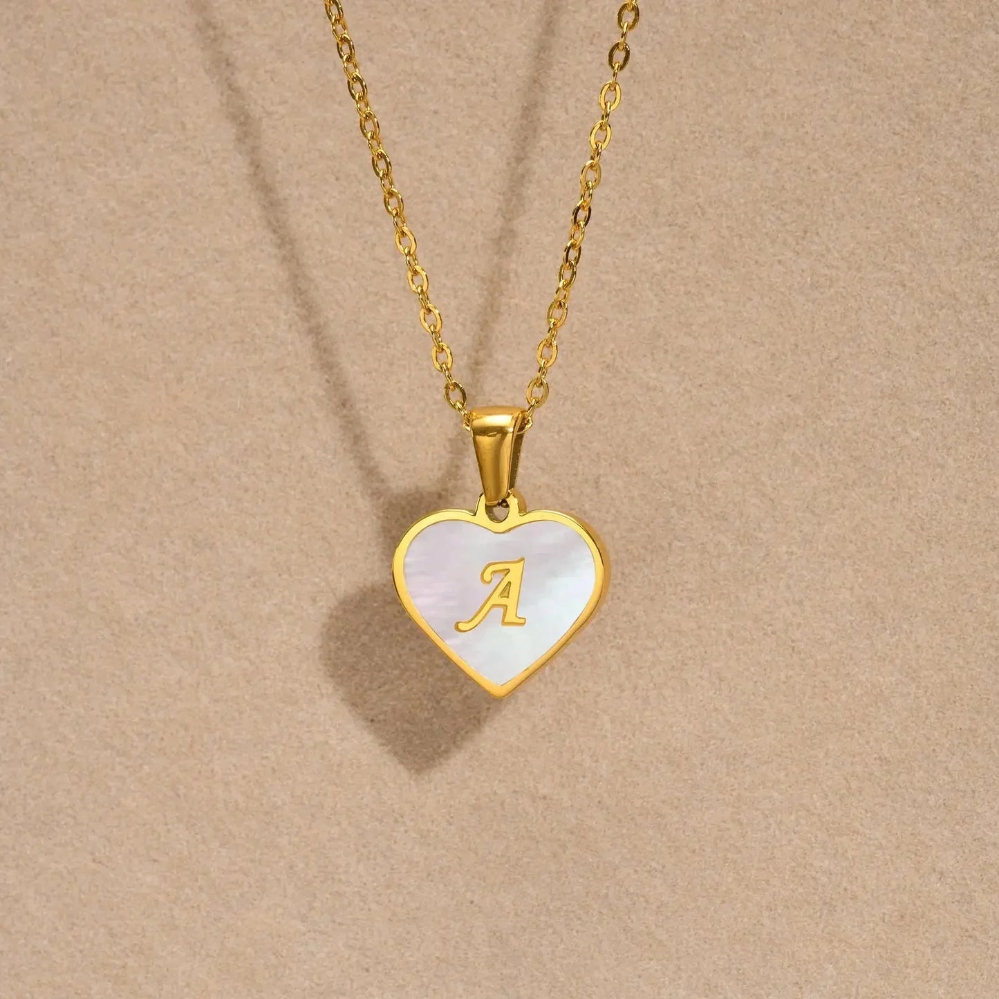 Skanto | 18k Pearl Heart Initial Necklace