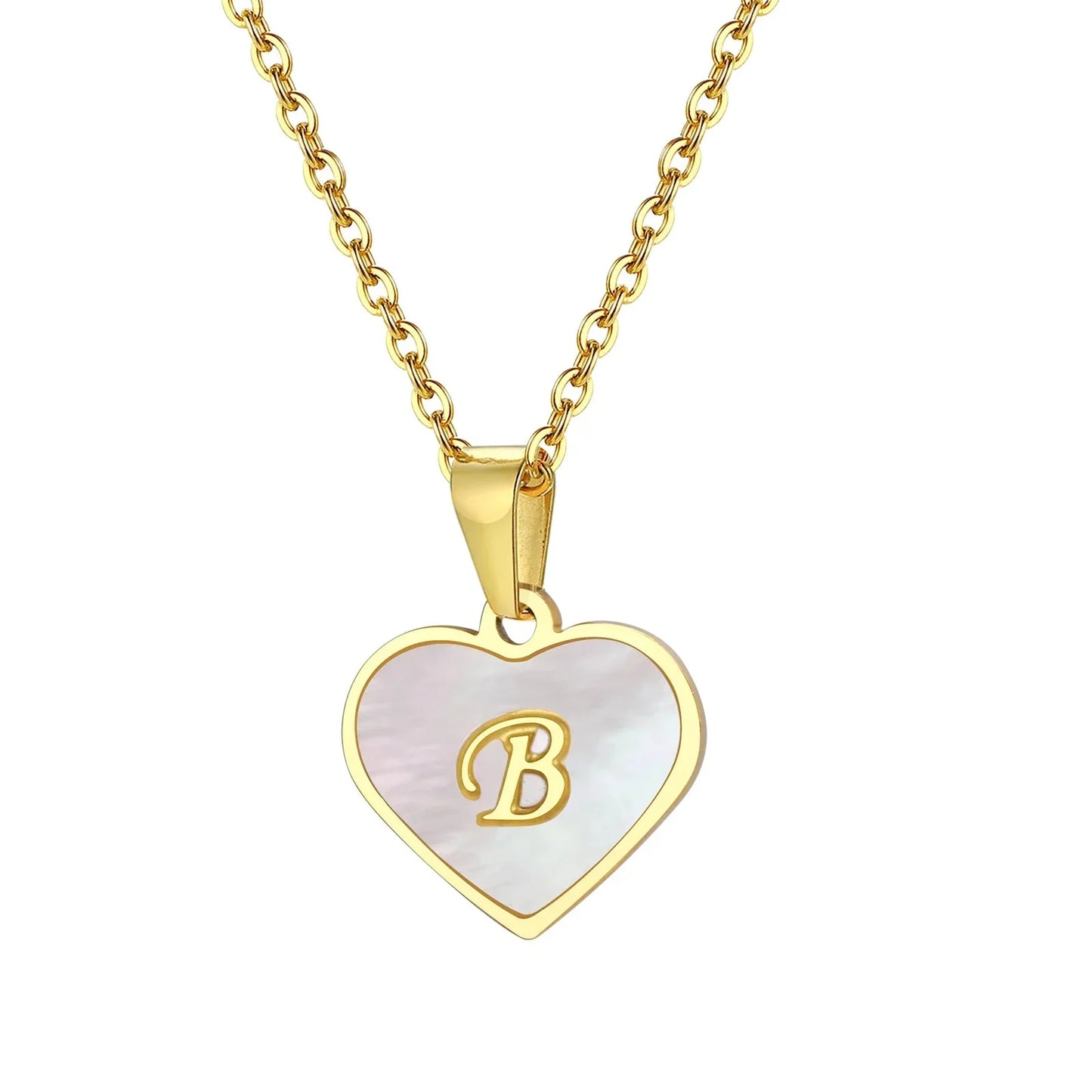 Skanto | 18k Pearl Heart Initial Necklace