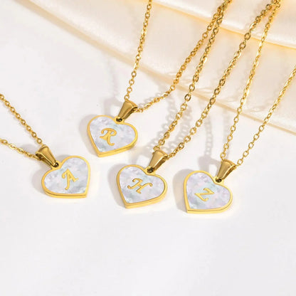 BowLift | 18k Pearl Heart Initial Letter Necklace