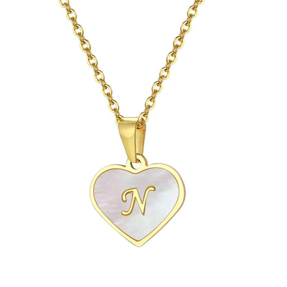 BowLift | 18k Pearl Heart Initial Letter Necklace