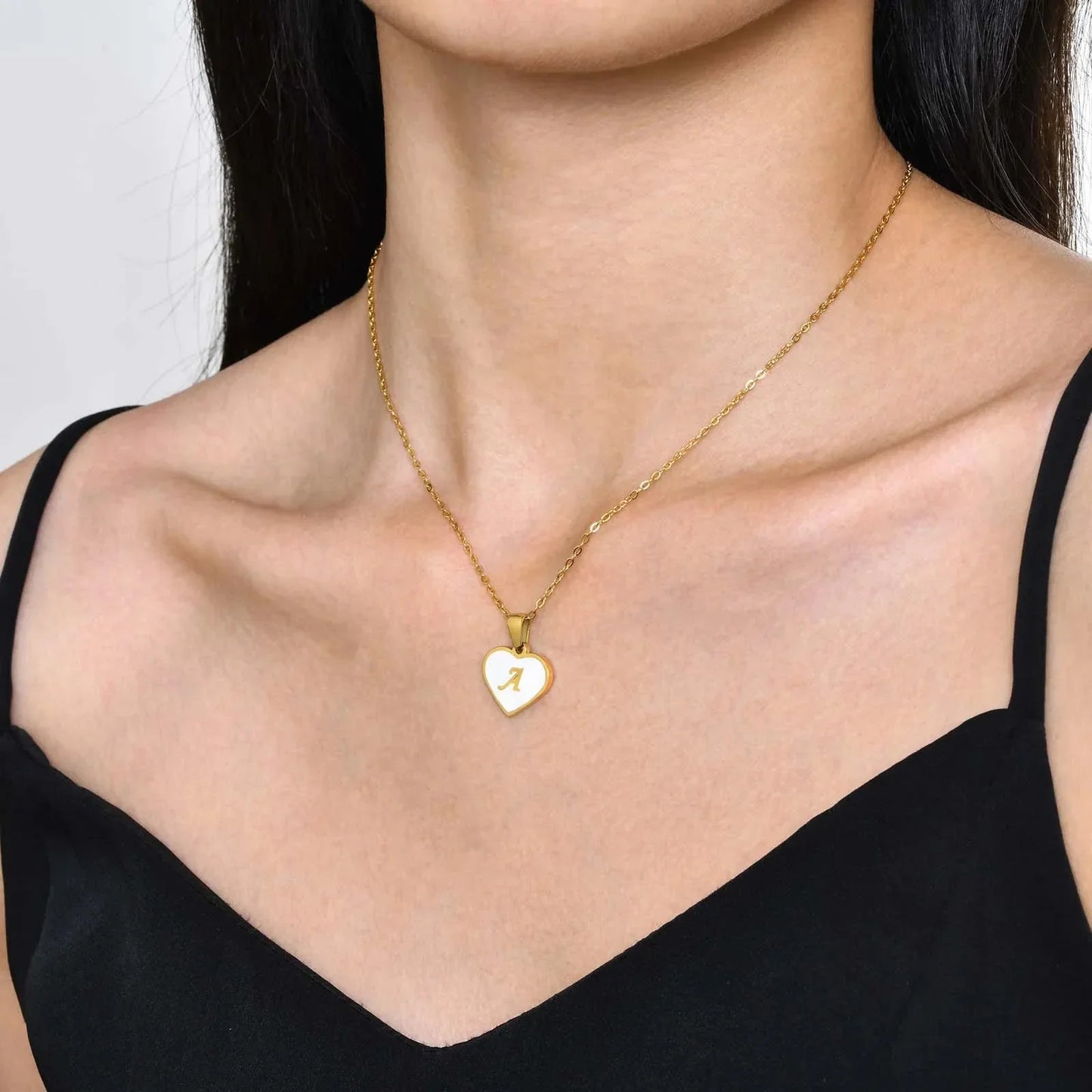 BowLift | 18k Pearl Heart Initial Letter Necklace