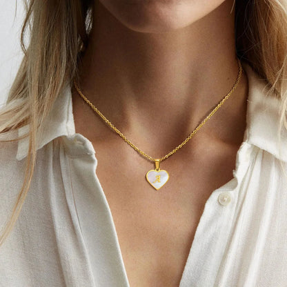 BowLift | 18k Pearl Heart Initial Letter Necklace