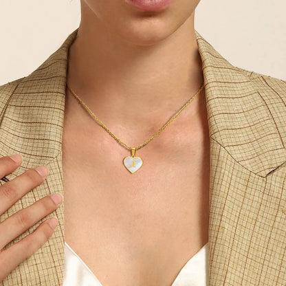 BowLift | 18k Pearl Heart Initial Letter Necklace