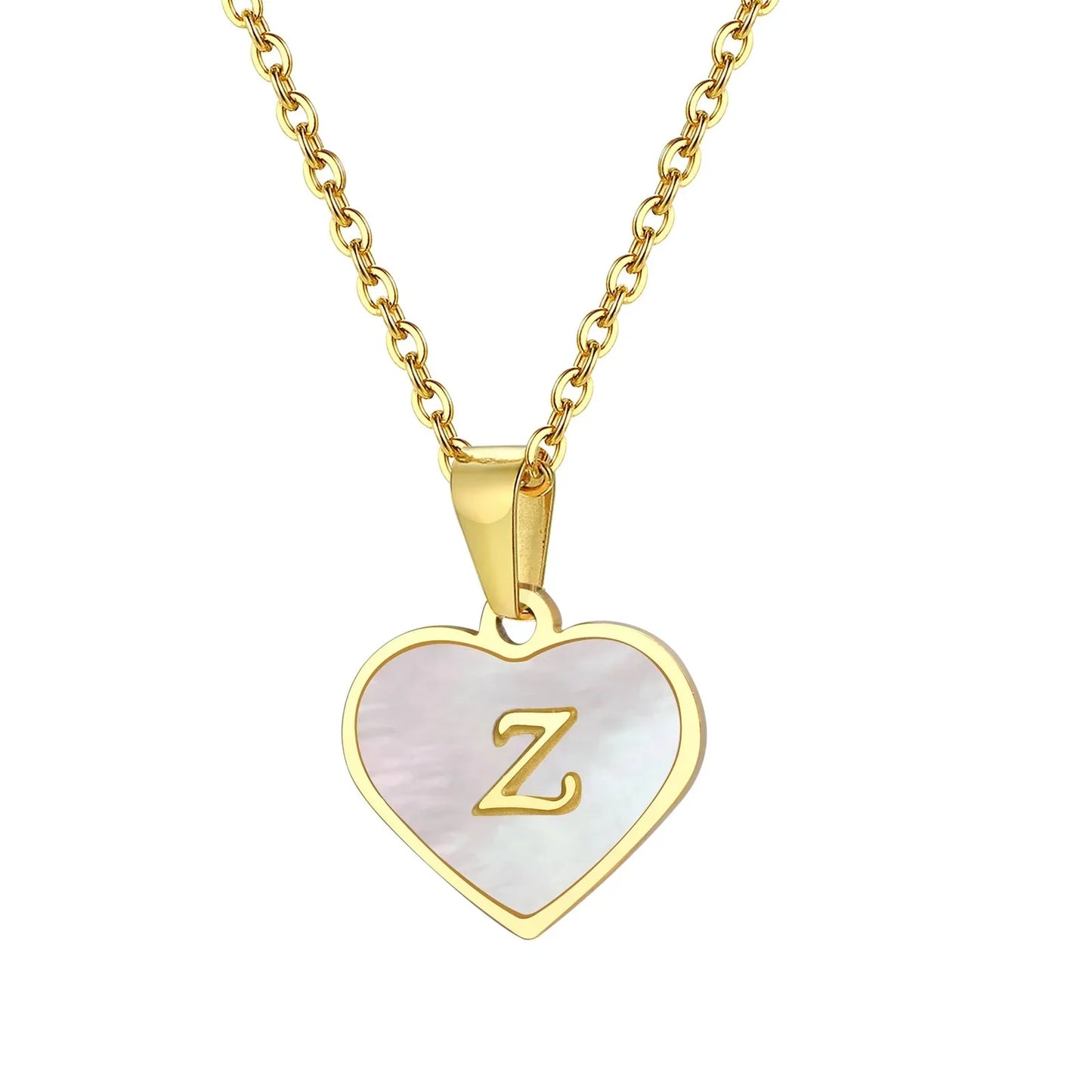 BowLift | 18k Pearl Heart Initial Letter Necklace