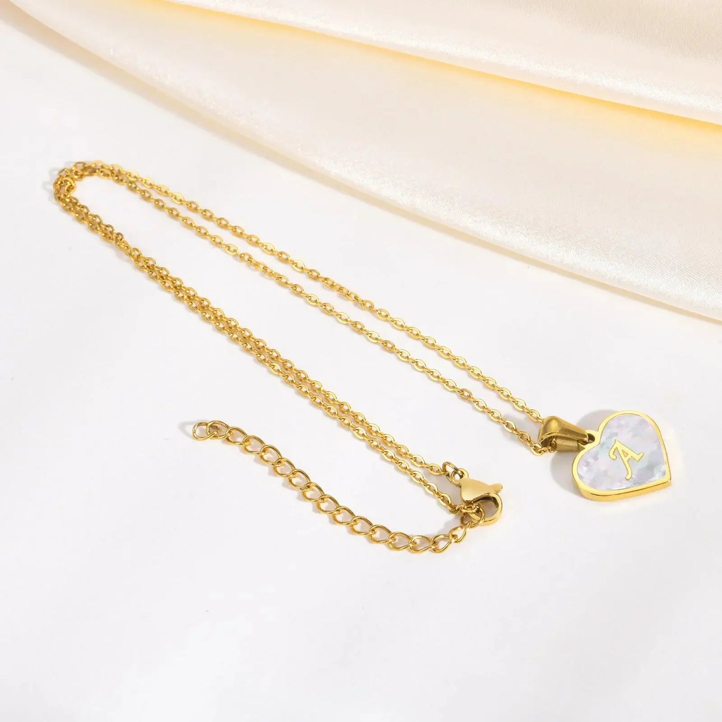 BowLift | 18k Pearl Heart Initial Letter Necklace