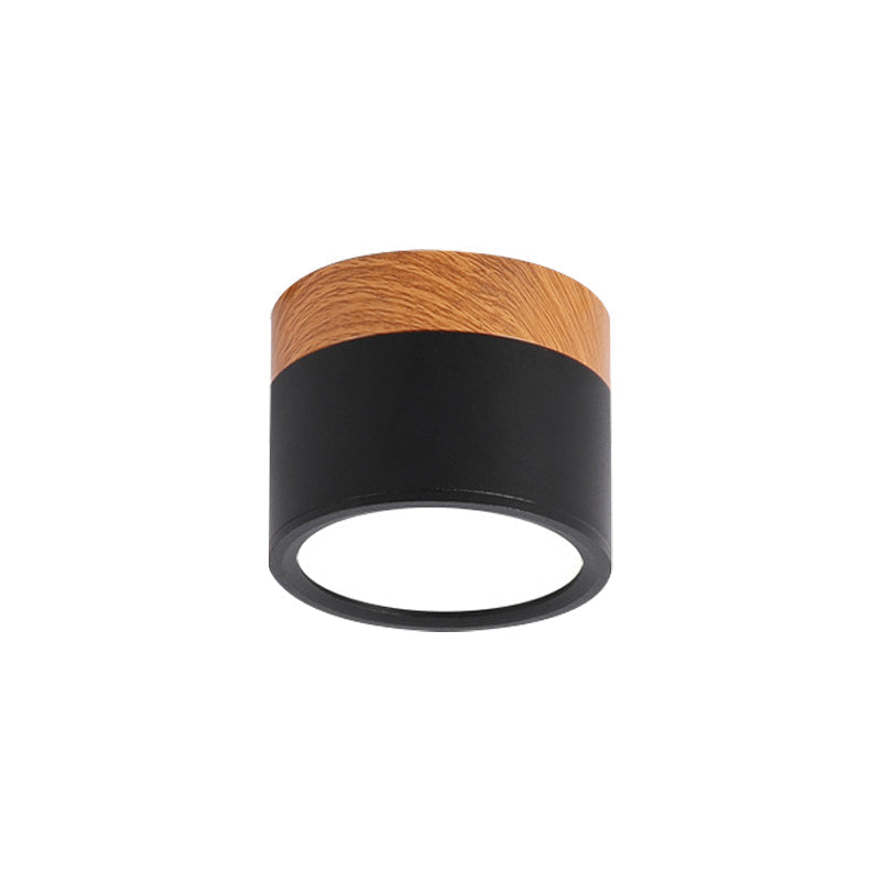 Skanto | Modern Macaron Ceiling Lamp – Compact Metal/Wood Recessed Lighting for Kitchen and Bar in Yellow, Blue, and Black