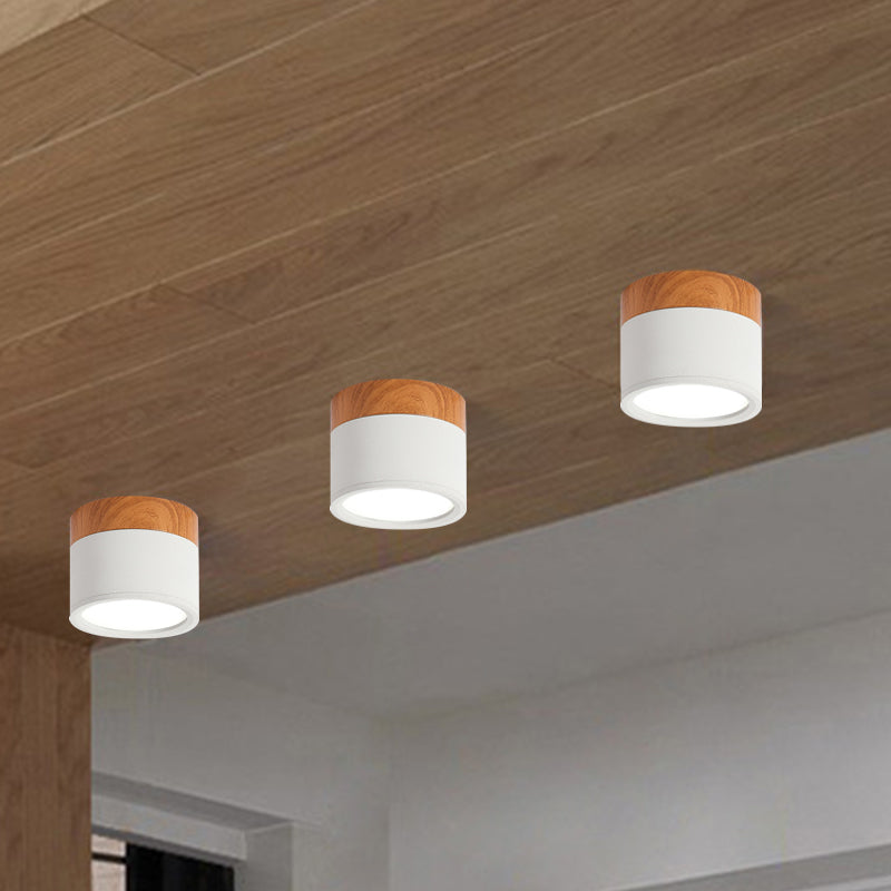 Skanto | Modern Macaron Ceiling Lamp – Compact Metal/Wood Recessed Lighting for Kitchen and Bar in Yellow, Blue, and Black