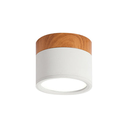 Skanto | Modern Macaron Ceiling Lamp – Compact Metal/Wood Recessed Lighting for Kitchen and Bar in Yellow, Blue, and Black