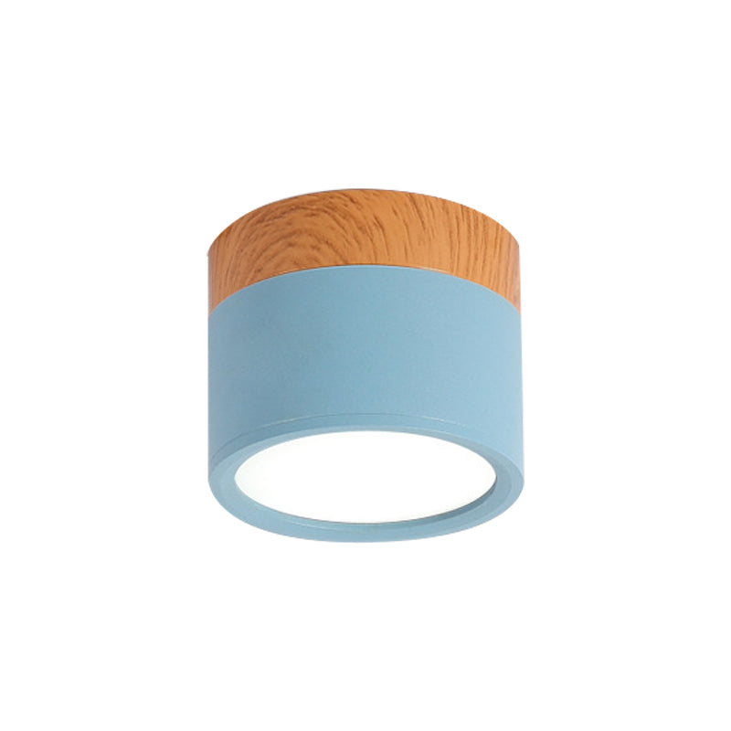 Skanto | Modern Macaron Ceiling Lamp – Compact Metal/Wood Recessed Lighting for Kitchen and Bar in Yellow, Blue, and Black
