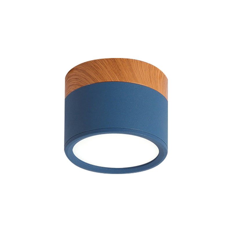 Skanto | Modern Macaron Ceiling Lamp – Compact Metal/Wood Recessed Lighting for Kitchen and Bar in Yellow, Blue, and Black
