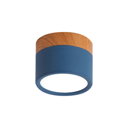 Skanto | Modern Macaron Ceiling Lamp – Compact Metal/Wood Recessed Lighting for Kitchen and Bar in Yellow, Blue, and Black