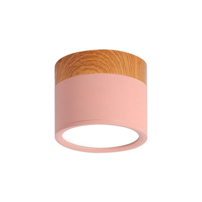 Skanto | Modern Macaron Ceiling Lamp – Compact Metal/Wood Recessed Lighting for Kitchen and Bar in Yellow, Blue, and Black