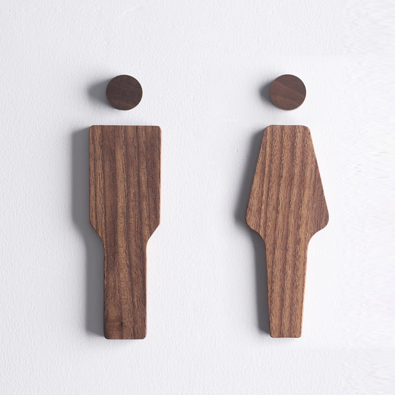 Skanto | Set of Three Toilet Seat Signs in Dark Walnut – Men & Women – Adhesive