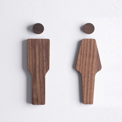 Skanto | Set of Three Toilet Seat Signs in Dark Walnut – Men & Women – Adhesive