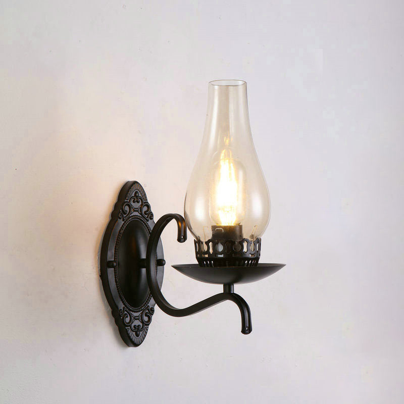 BowLift | Single-arm Wall Light Industrial Hall Wall Light with Kerosene Clear/Frosted Glass Shade in Copper/Bronze