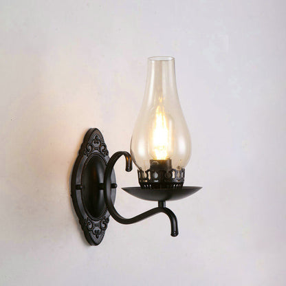 BowLift | Single-arm Wall Light Industrial Hall Wall Light with Kerosene Clear/Frosted Glass Shade in Copper/Bronze