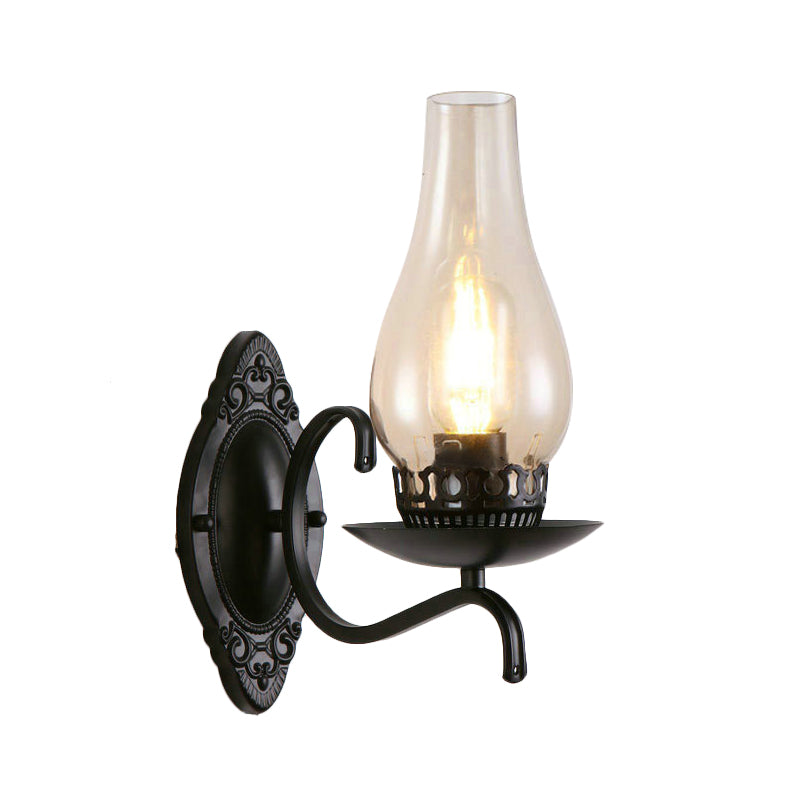 BowLift | Single-arm Wall Light Industrial Hall Wall Light with Kerosene Clear/Frosted Glass Shade in Copper/Bronze