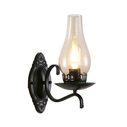 BowLift | Single-arm Wall Light Industrial Hall Wall Light with Kerosene Clear/Frosted Glass Shade in Copper/Bronze
