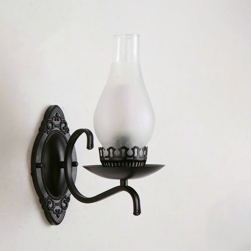 BowLift | Single-arm Wall Light Industrial Hall Wall Light with Kerosene Clear/Frosted Glass Shade in Copper/Bronze