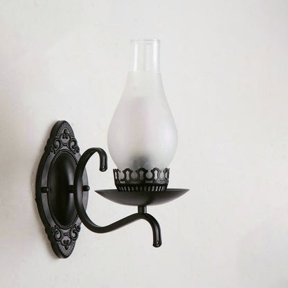 BowLift | Single-arm Wall Light Industrial Hall Wall Light with Kerosene Clear/Frosted Glass Shade in Copper/Bronze