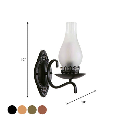 BowLift | Single-arm Wall Light Industrial Hall Wall Light with Kerosene Clear/Frosted Glass Shade in Copper/Bronze