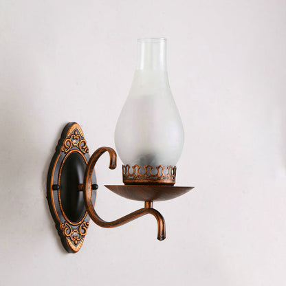 BowLift | Single-arm Wall Light Industrial Hall Wall Light with Kerosene Clear/Frosted Glass Shade in Copper/Bronze