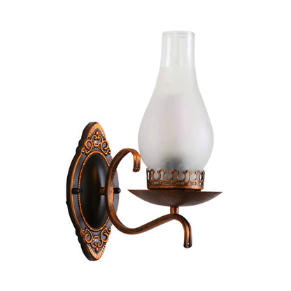 BowLift | Single-arm Wall Light Industrial Hall Wall Light with Kerosene Clear/Frosted Glass Shade in Copper/Bronze