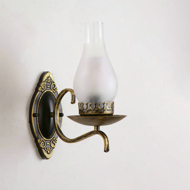BowLift | Single-arm Wall Light Industrial Hall Wall Light with Kerosene Clear/Frosted Glass Shade in Copper/Bronze