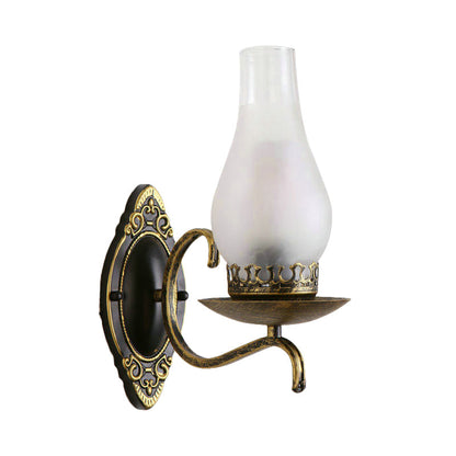 BowLift | Single-arm Wall Light Industrial Hall Wall Light with Kerosene Clear/Frosted Glass Shade in Copper/Bronze