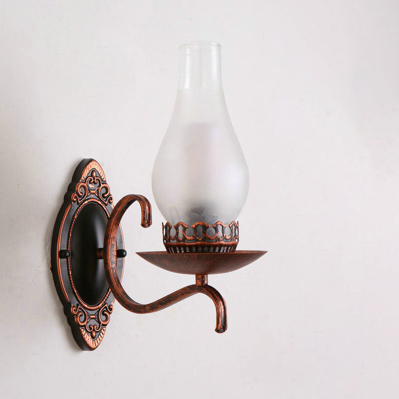 BowLift | Single-arm Wall Light Industrial Hall Wall Light with Kerosene Clear/Frosted Glass Shade in Copper/Bronze