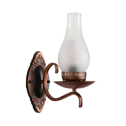 BowLift | Single-arm Wall Light Industrial Hall Wall Light with Kerosene Clear/Frosted Glass Shade in Copper/Bronze